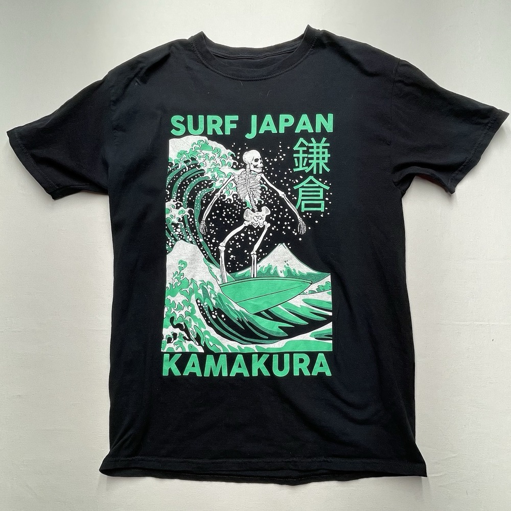 Surf Japan Kamakura TShirt Small Black Short‎ Sleeve Tee Asian Japanese